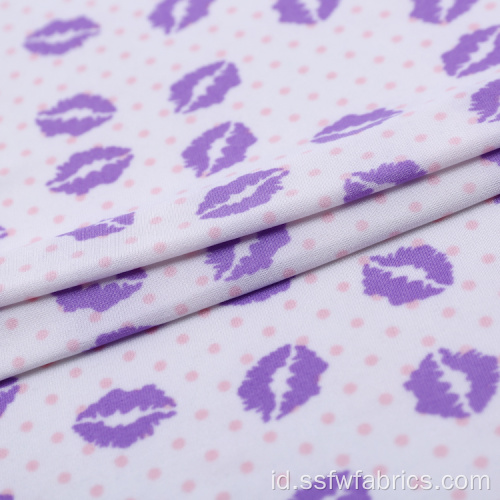 Rajutan Polyester Spandex Lip Cetak Polka Dot Fabric